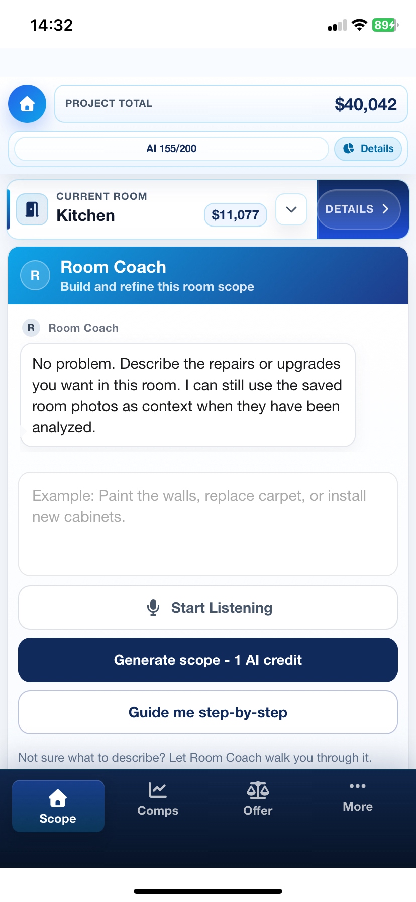 Speak to Room Coach app screenshot